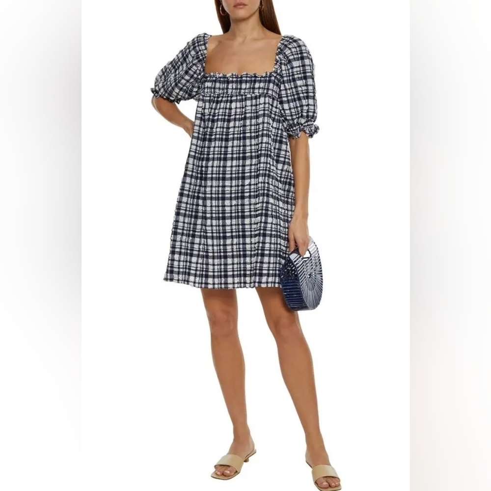 Solid & Striped Shirred Gingham Seersucker Mini D… - image 1